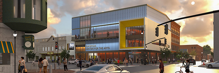 ICON Architecture designs 53,340 s/f performing arts center <br> at 201 Main Street - Nashua Center for the Arts